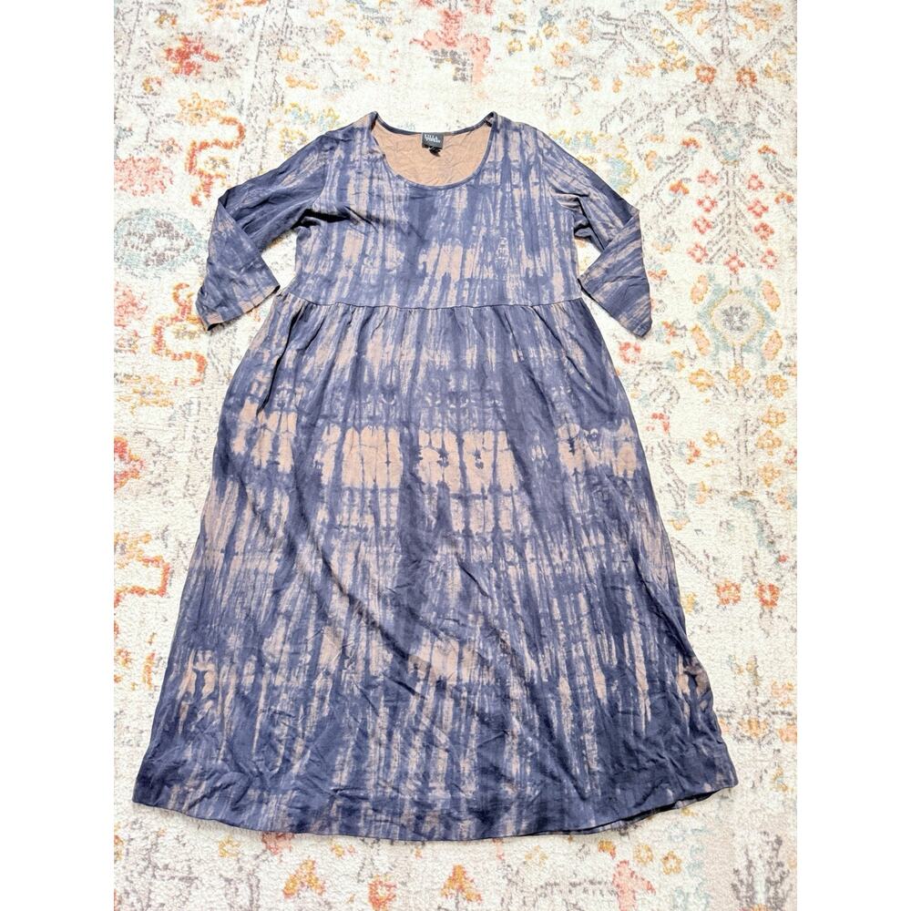 Ulla Popken Women's Navy Blue Being Tie Dye Dress 12/14